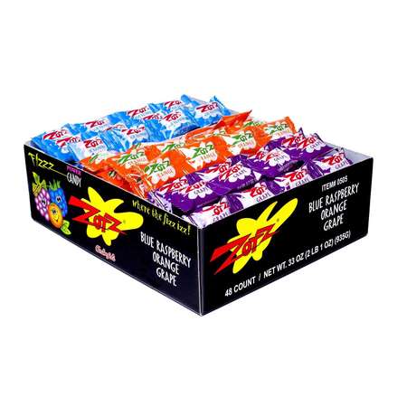 ZOTZ Zotz Fizz Power Candy Strings - Blue Raspberry Orange Grape, PK576 0505